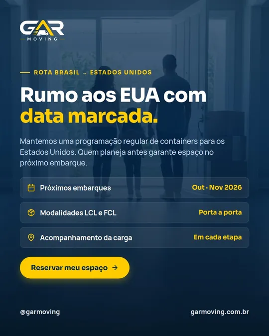 Post de GAR Moving: Rota Brasil e Estados Unidos