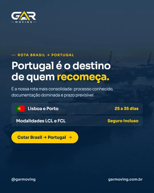 Post de GAR Moving: Rota Brasil e Portugal